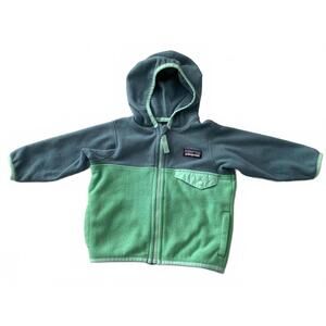 Patagonia Kids Hooded Fleece Jacket Blue and Green Size 3T   A02